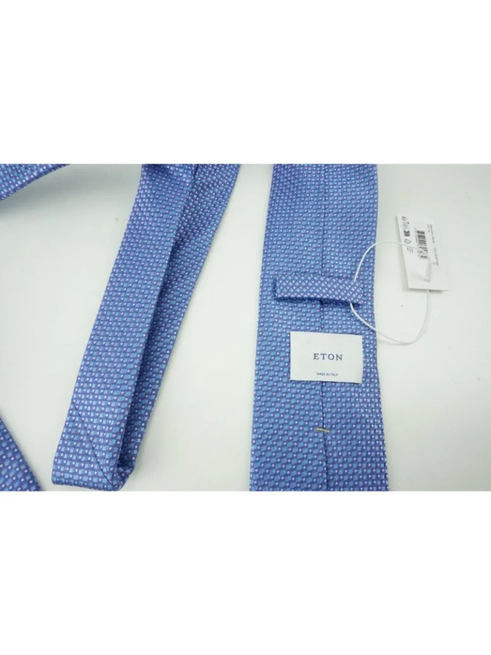 Eton Cobalt Sky Blue Micro Geometric Woven 100% Silk Tie Brand New With Tags